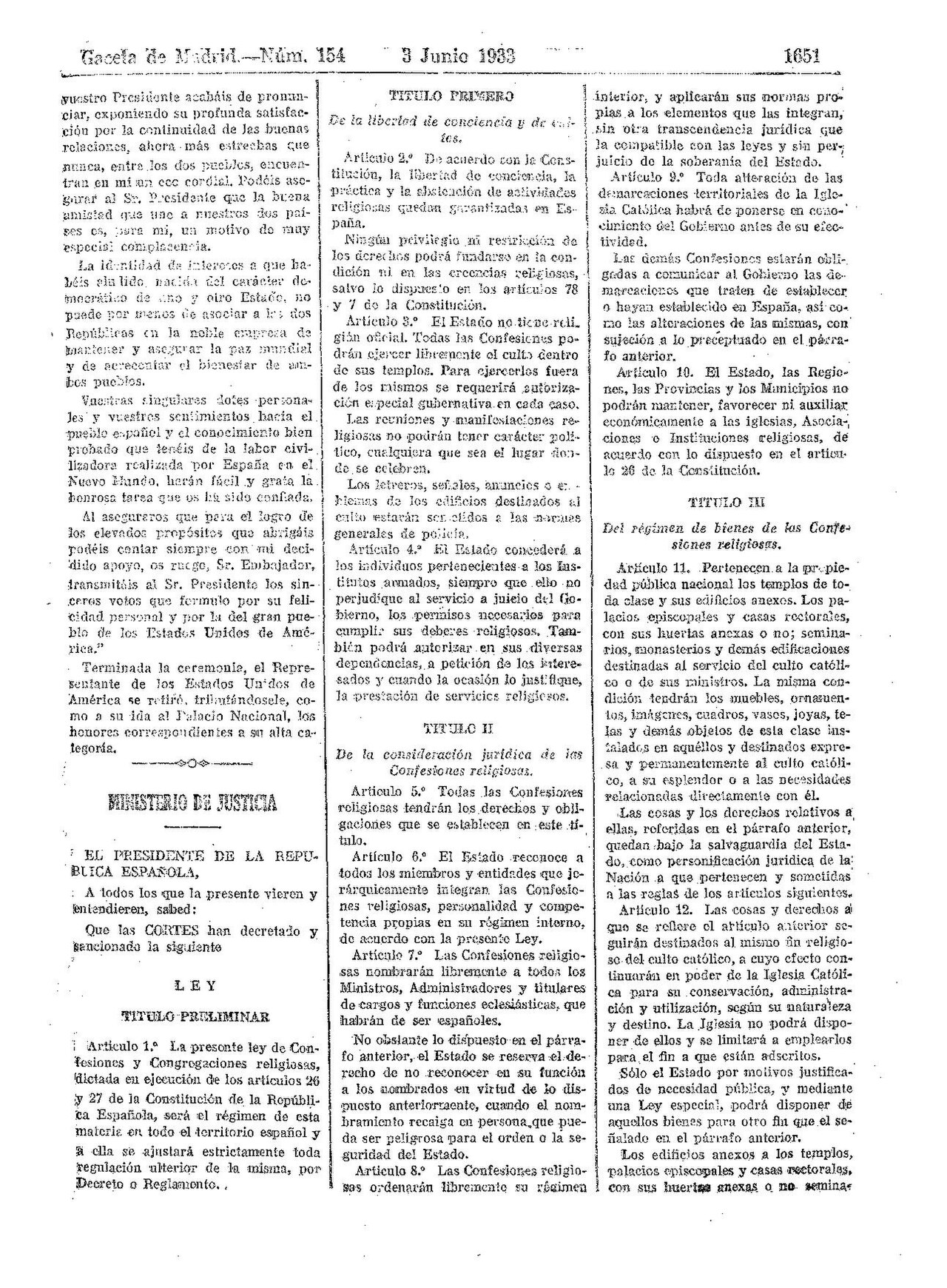Diario de Sesiones de las Cortes: documentación parlamentaria de 1933
