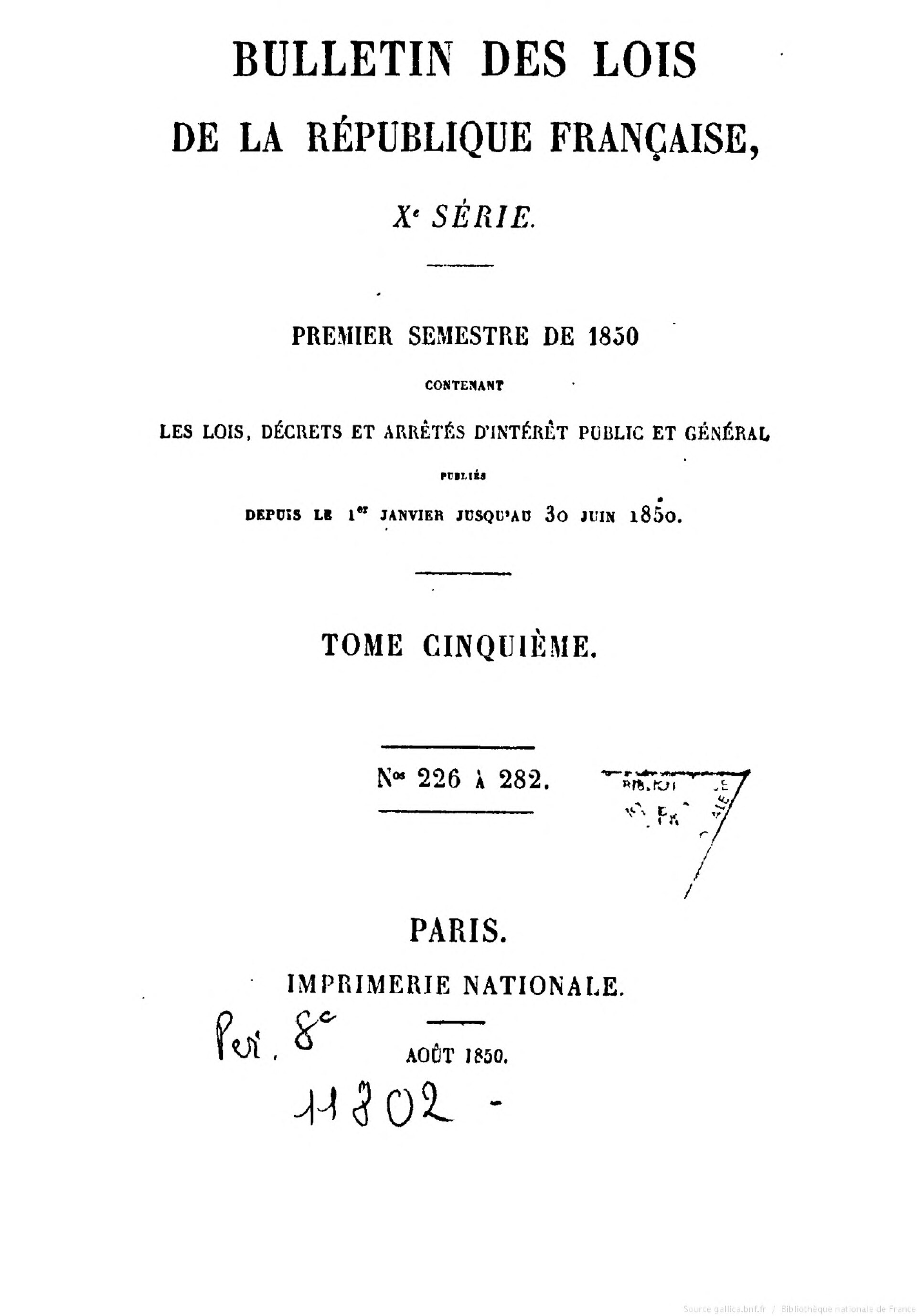 Bulletin des lois de la République française, 1822