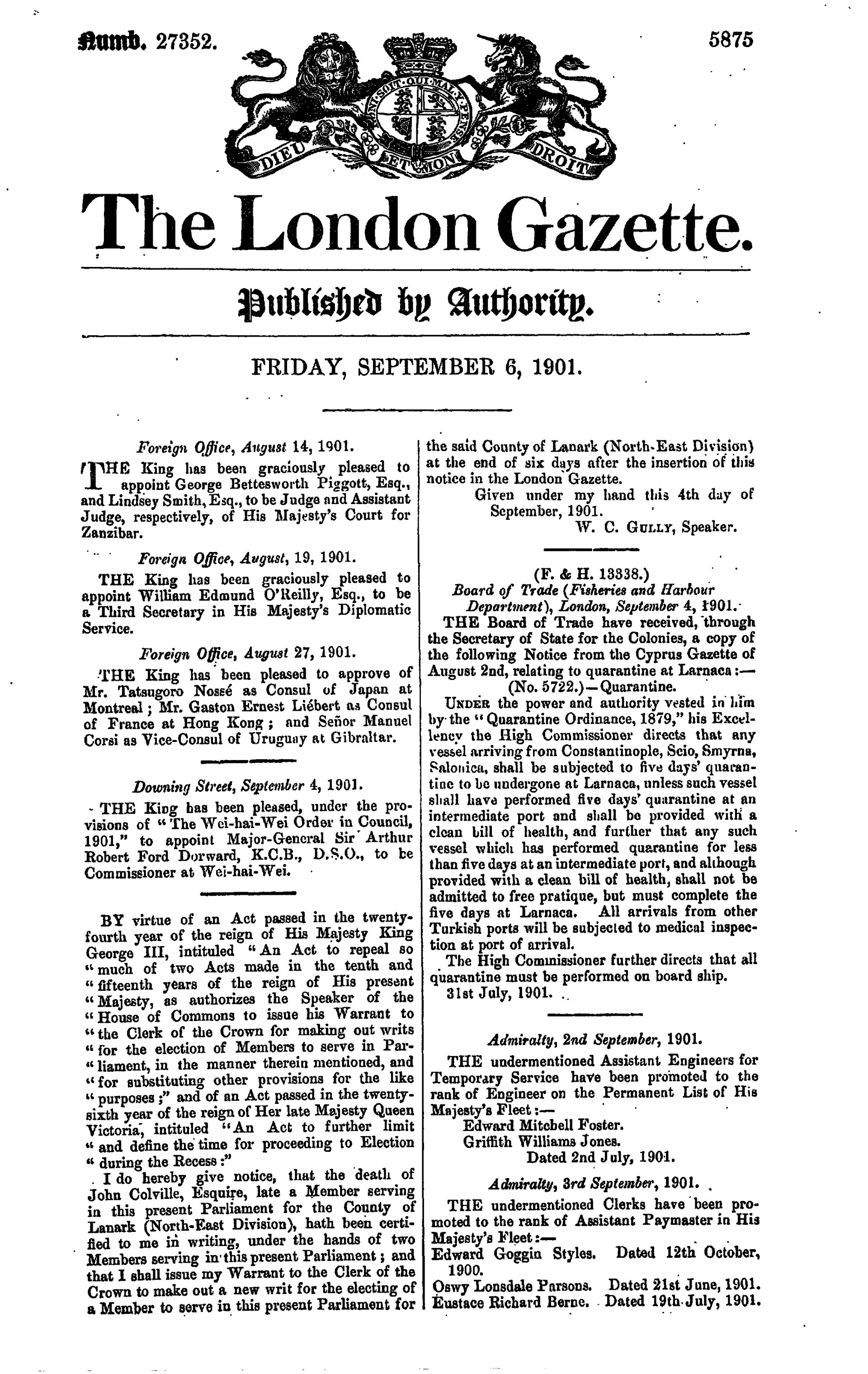 The Belfast Gazette: colección documental del año 1933