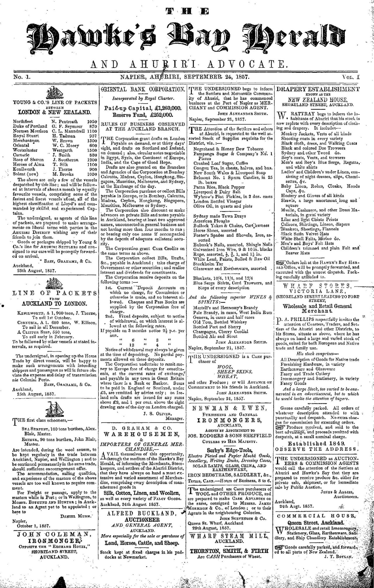 New Zealand Gazette: colección documental del año 1857