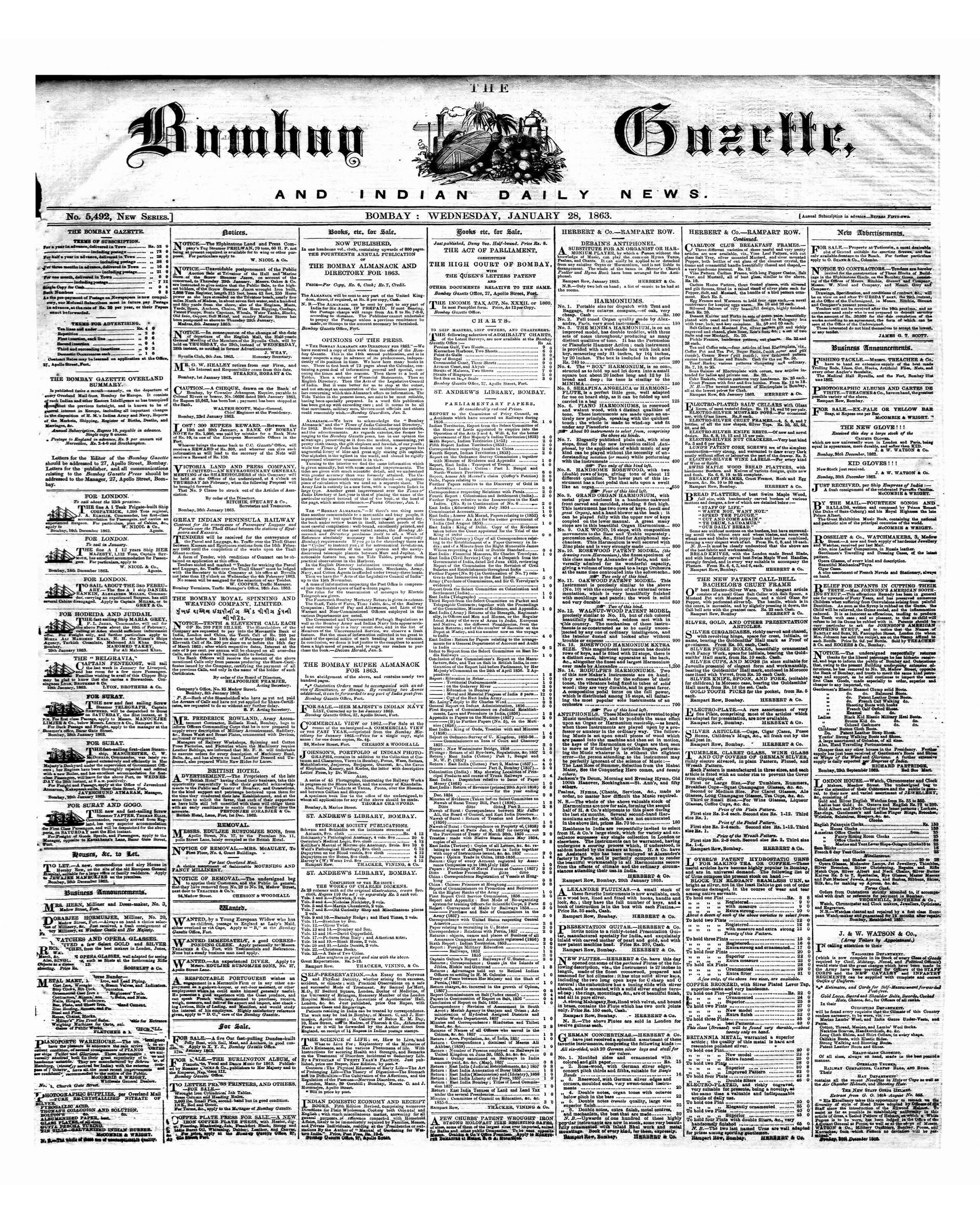 Western Australian Government Gazette: colección documental del año 1857