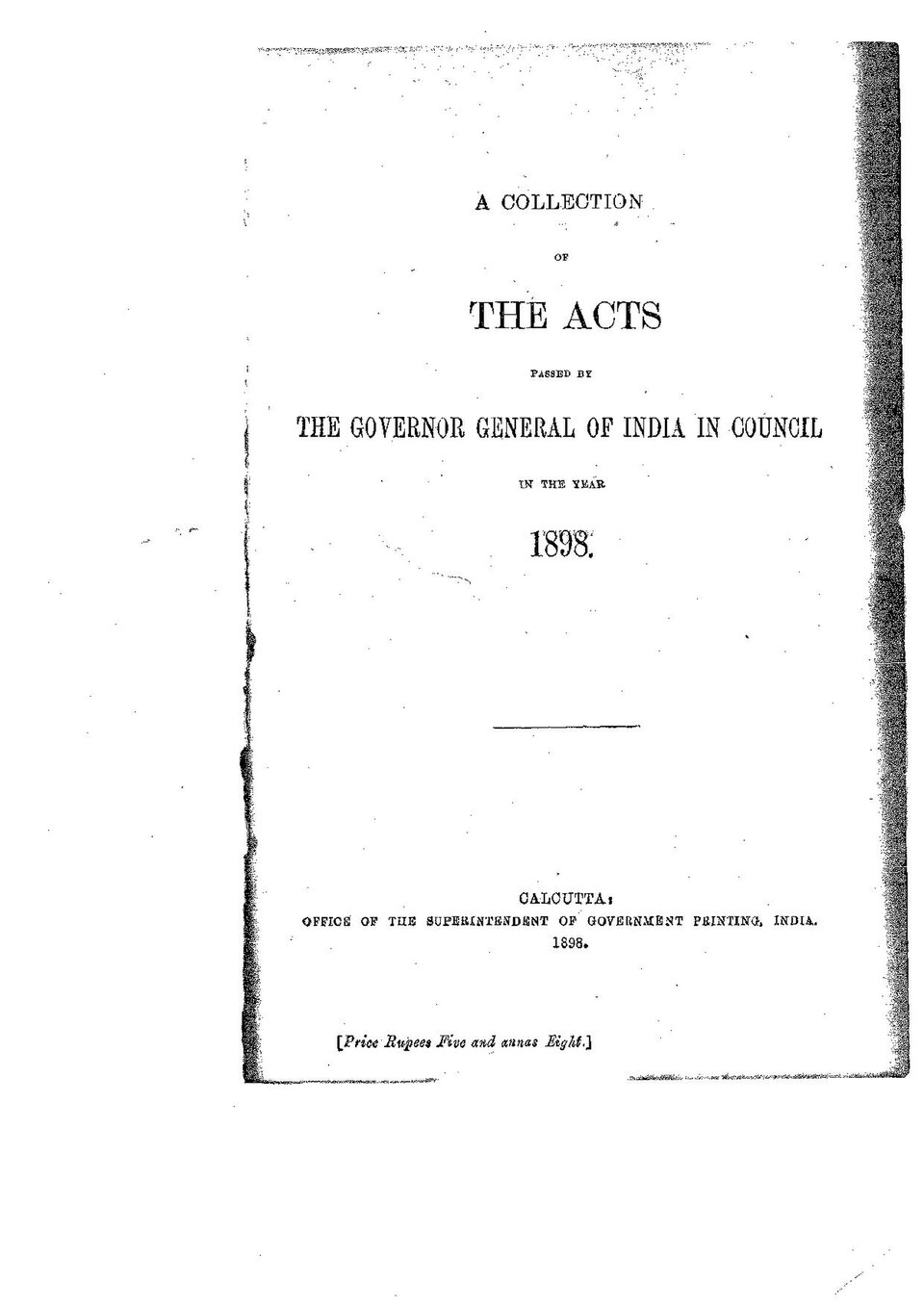 The Gazette of India: colección documental del año 1898