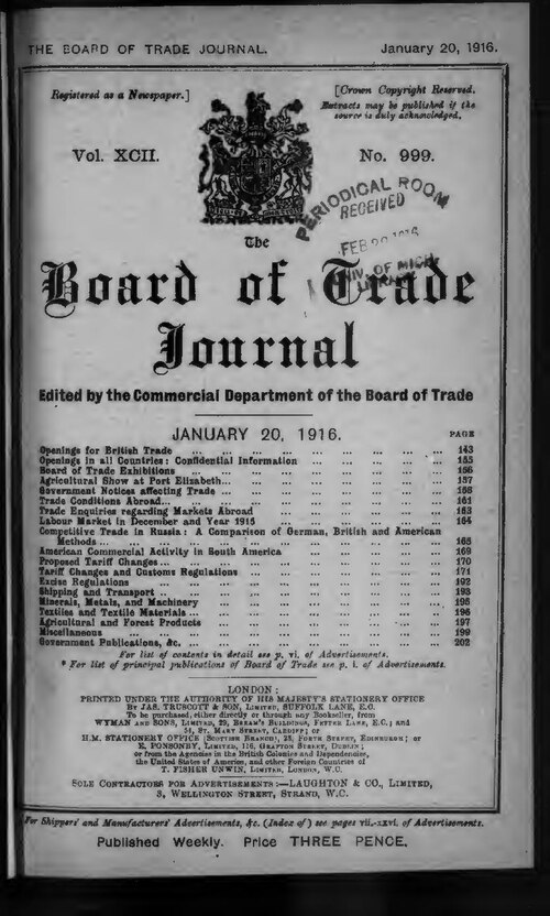 Straits Settlements Government Gazette: colección documental del año 1916