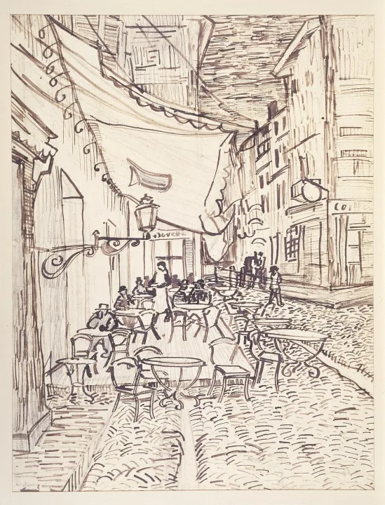 Terraza de café por la noche