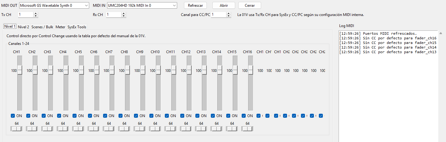 Application that controls the Yamaha 01v Digital Mixer